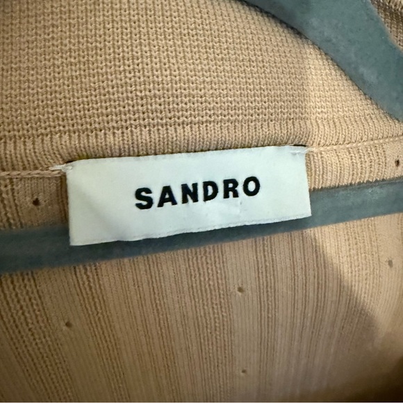 Sandro Ribbed Button-Up Cropped Cardigan Size Small - Picture 4 of 7